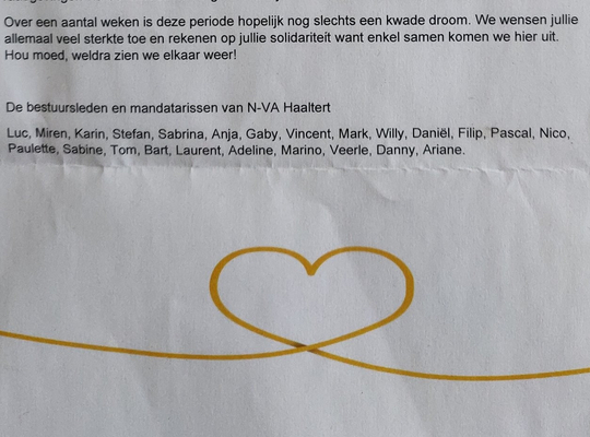 Brief tijdens Corona
